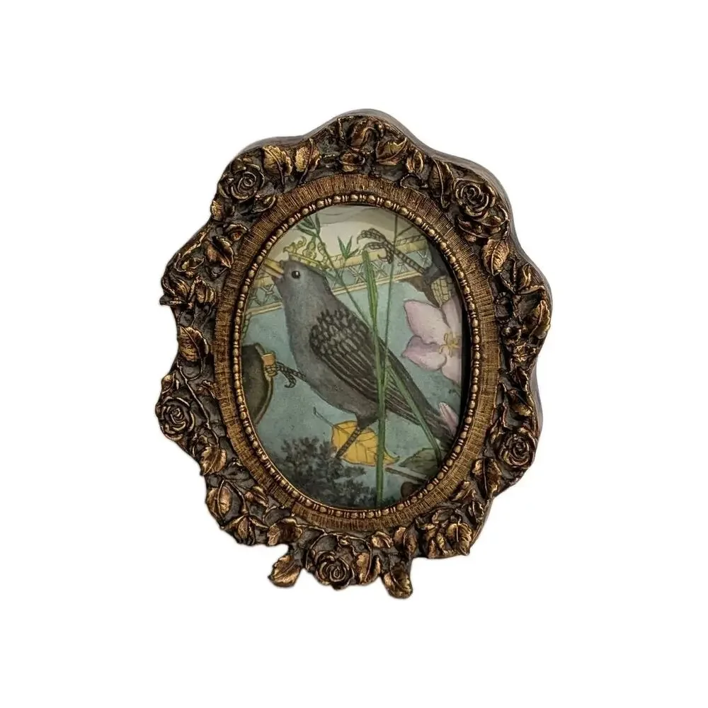 Vintage Ornate Gold Frame Adrienne Segur Bird Art Print Cottagecore Whimsy Fairy